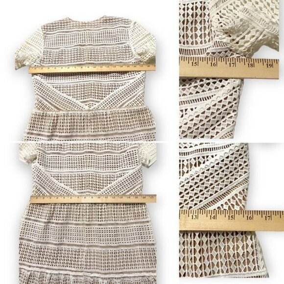 Self Portrait Patchwork Lace Mini Dress, White with  Nude,  Size 10‎ - Picture 15 of 16